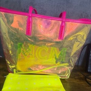 MCM Vibrant Pink and Yellow Tote